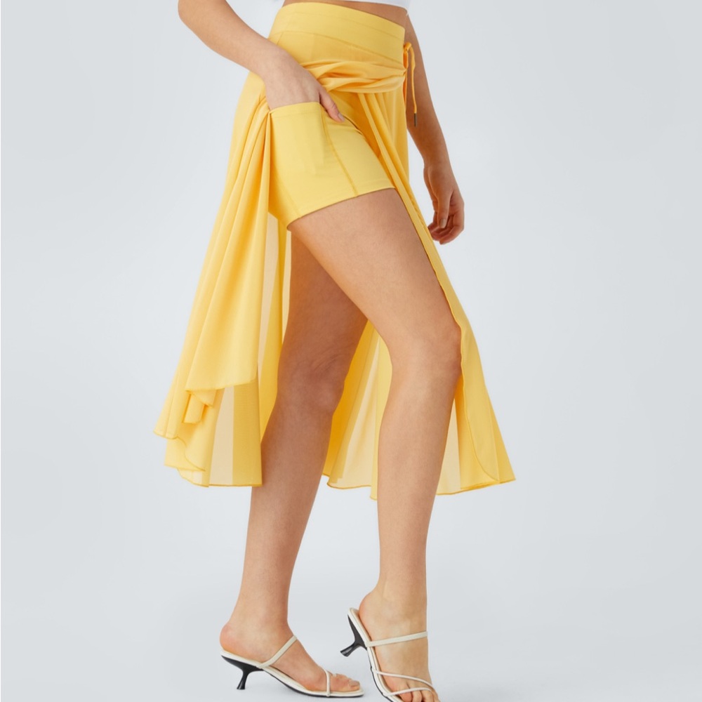 Halara Yellow Mesh Midi Skort - Picture 3 of 4